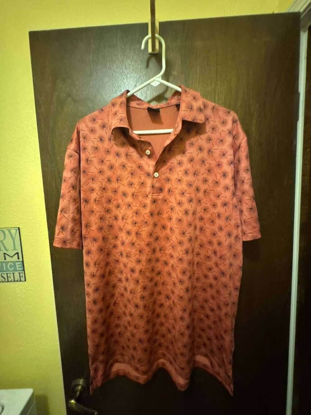 Dunning Golf Performance Polo Dandelion Floral Print Dusty Rose Men's Size Large